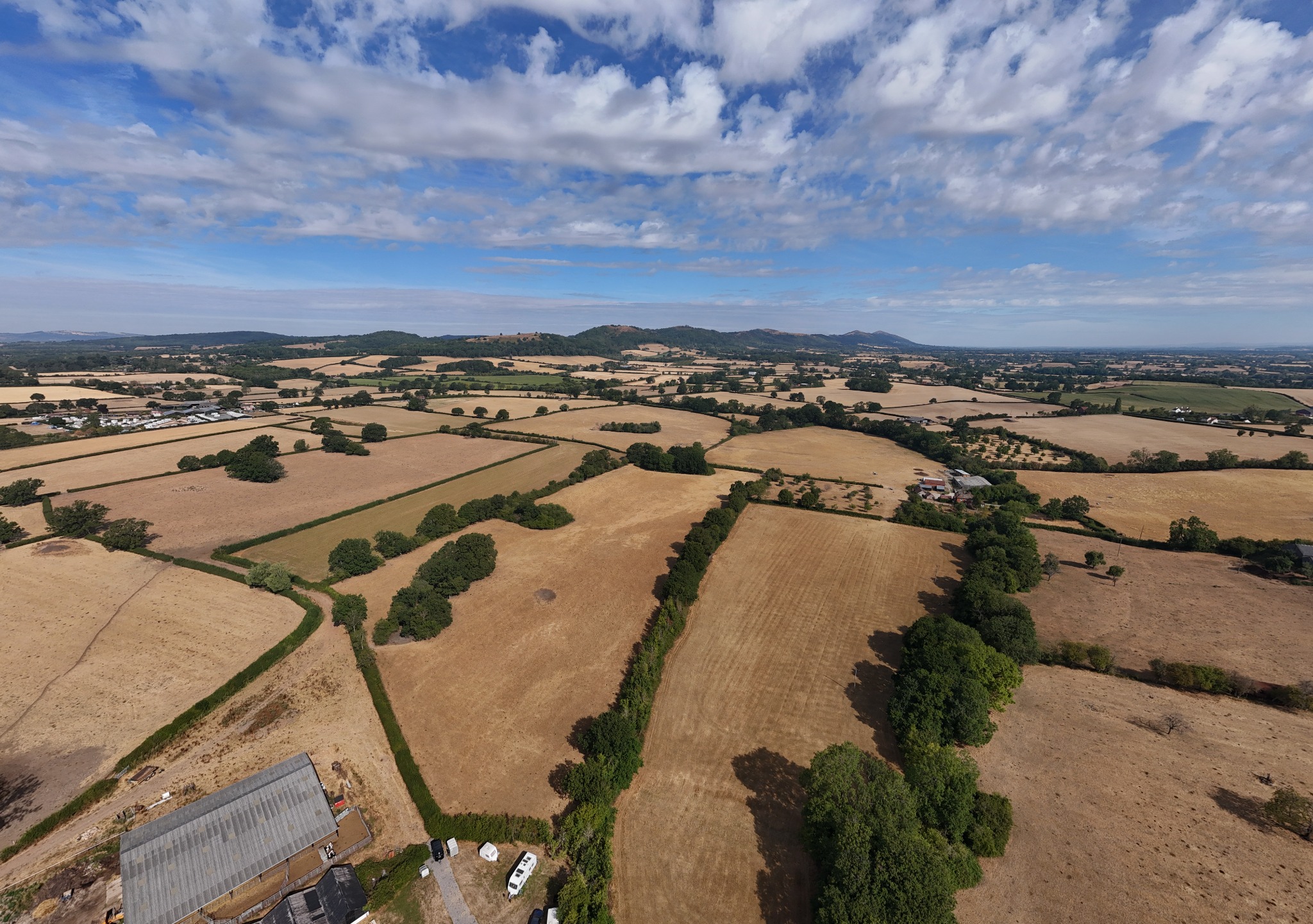 Aerial panorama towards the Malvern Hills