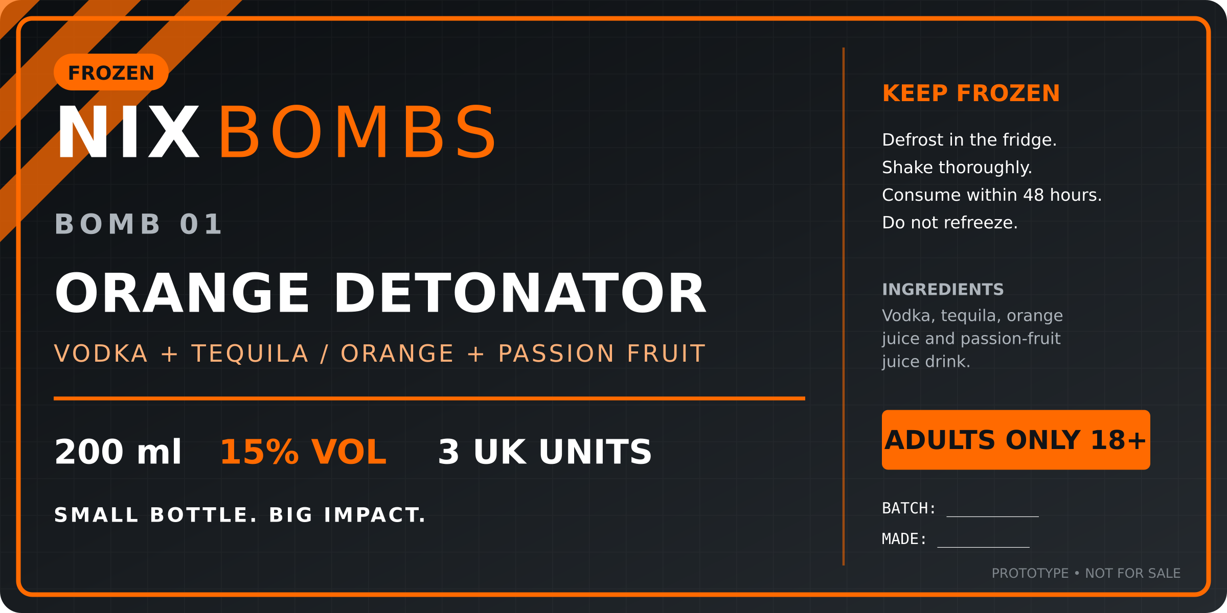 Orange Detonator prototype label